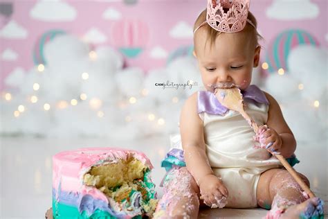 Hot Air Balloon First Birthday Cake Smash Photoshoot