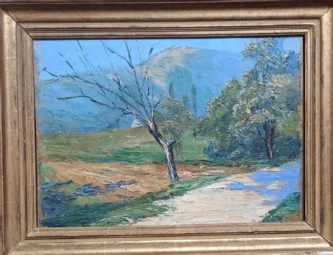 TABLEAU ANCIEN PAYSAGE Huile Sur Carton Peinture XXe EUR 18 00