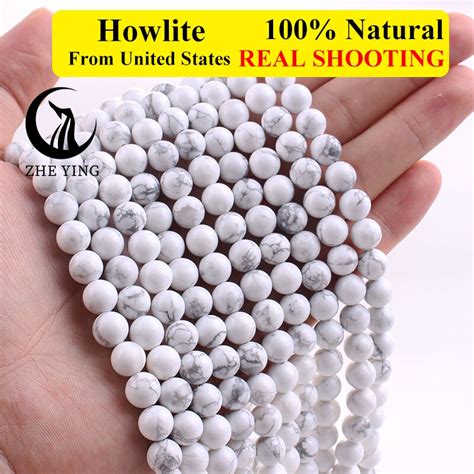 Zhe Ying Cheap Natural White Howlite Turquoises Stone Beads Round Loose