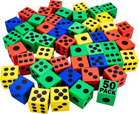 50 Pk Foam Dice Large Foam Dice For Classroom Quiet Soft