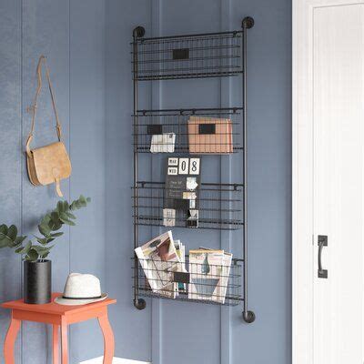 Gracie Oaks Metal Tall Wire Slot Magazine Rack Holder With Suspended