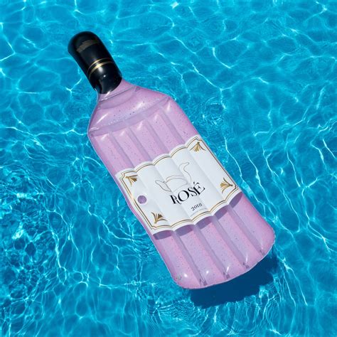 Swimline Inflatable Rose Wine Bottle Floating Raft For Swimming Pool