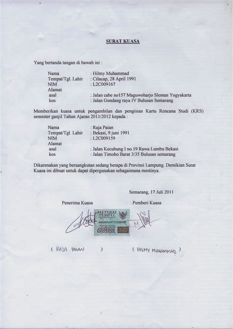 Contoh Surat Kuasa Yang Baik Dan Benar Terlengkap Contoh Surat