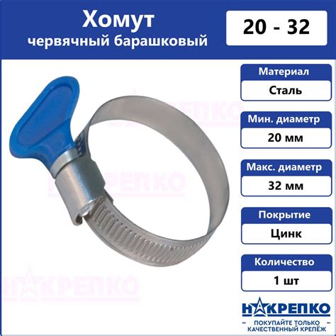 Хомут Накрепко 20 - 32, 1 шт., Сталь, Оцинкованная сталь - купить по ...
