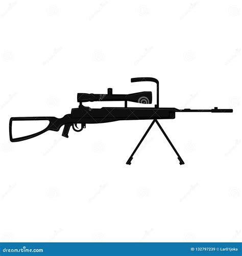 Silhouette Of A Sniper Rifle Stock Vector Illustration Of Fire