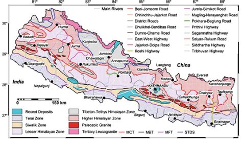 Geological Map Of Nepal Modified After Dahal And Hasegawa 2008