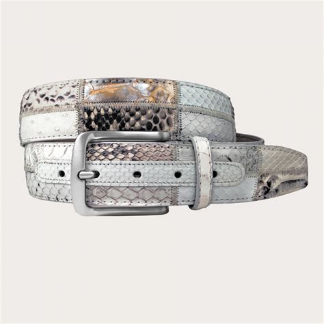 White And Rock Patchwork Python Belt