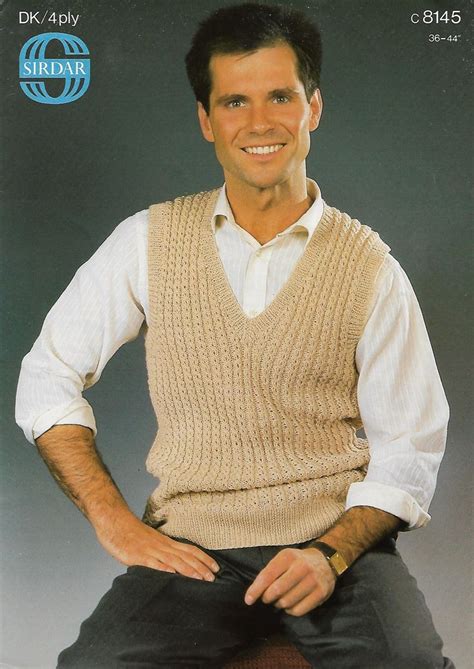 Mens Slipover Knitting Pattern Pdf Mens V Neck Pullover Etsy UK