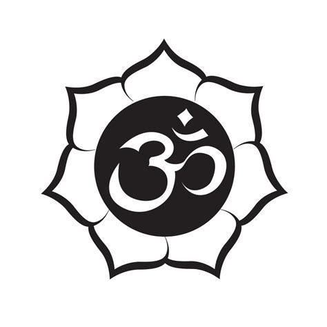 Aum Or Om Calligraphic Symbol With Lotus Floral Mandala Circle