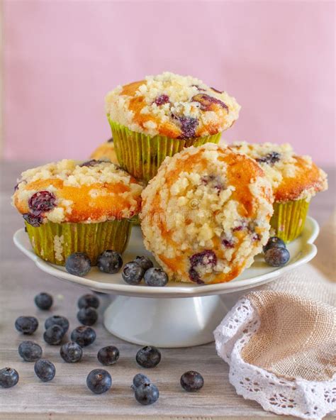 Homemade Blueberry Muffins With Streusel Topping Stock Image Image Of