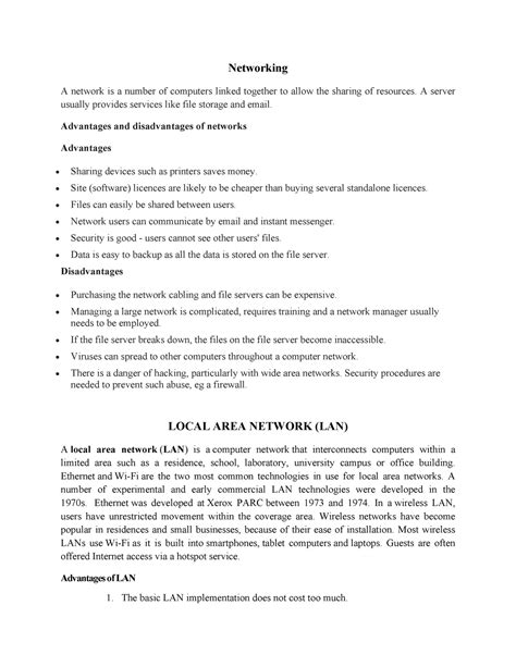 LAN-WAN - LAN and WAN - Networking A network is a number of computers ...