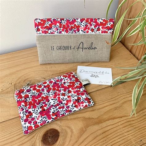 Porte Ch Quier Personnalisable En Lin Et Liberty Wiltshire Rouge