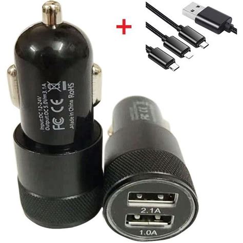 Chargeur Allume Cigare Voiture Double Usb Ah C Ble De Donn Es