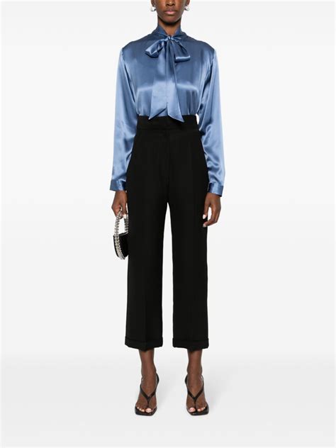 P A R O S H Pussy Bow Collar Silk Shirt Farfetch