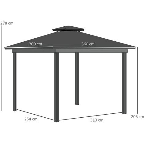 Pavillon De Jardin Tonnelle Rigide Dim 3 6L X 3l X 2 78H M Rideaux