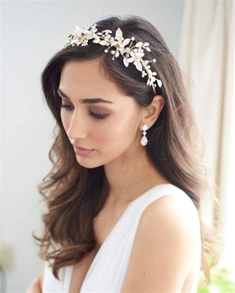 Etsy Botanical Crystal Floral Headband Wedding Rhinestone Headband