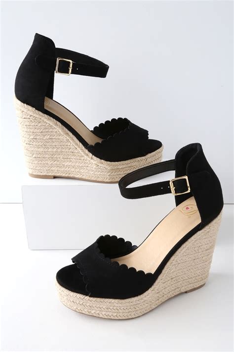 Cute Black Wedges Espadrille Wedges Vegan Wedges Lulus