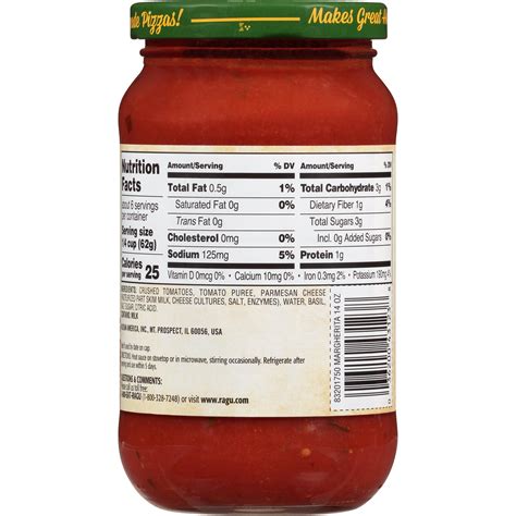 Ragu Spaghetti Sauce Nutrition Facts - bmp-o