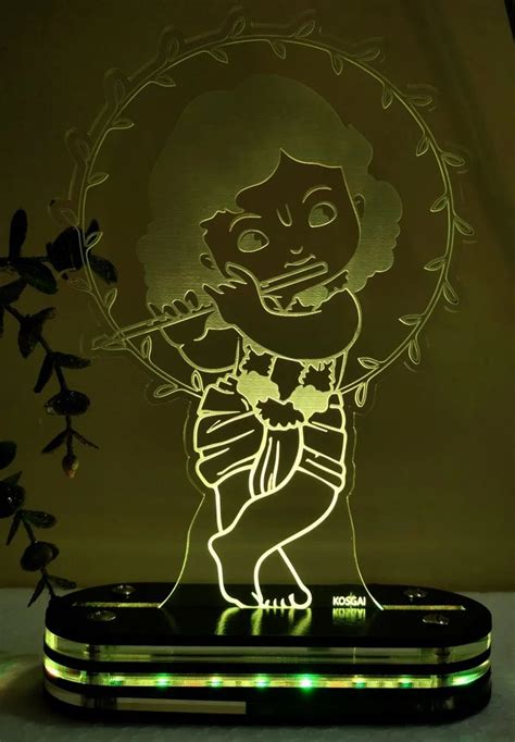 Kosgai Hinduism God Krishna Acrylic D Illusion Led Night Lamp Gift