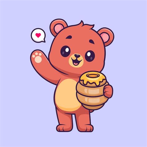 Free Vector | Cute Bear Holding Honeycomb Cartoon Vector Icon ...