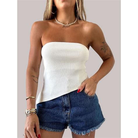 Blusa Tomara Que Caia Assim Trica Canelada O Ponto Alto Da Moda