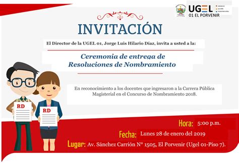 Invitacion A Ceremonia De Entrega De Resoluciones De Nombramiento