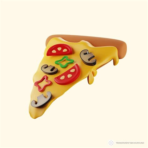 Renderização 3d deliciosa de uma fatia de pizza vegetariana imagem