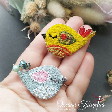 Брошь Птичка | Broderie, Oiseaux