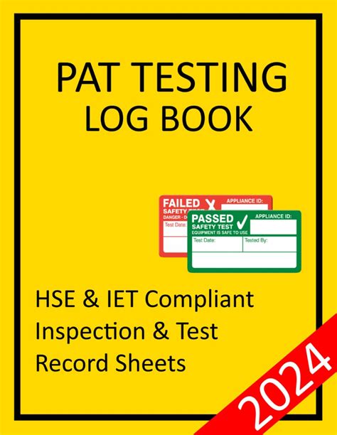 Pat Testing Log Book Hse And Iet Compliant Portable Appliance Testing