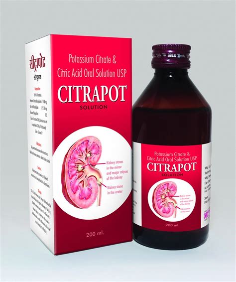 Citrapot Potassium Citrate And Citric Acid Oral Solution Usp Packaging Size 200 Ml 10 Mg At