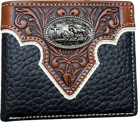 Western Stakes Mens Wallet Floral Tooled Cowboy Praying Concho Embossed