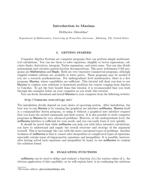 An Introduction to Using the Computer Algebra System Maxima to Perform Common Calculus Tasks ...