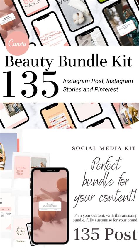 Canva Beauty Bundle Kit Templates For Canva Social Media Bundle