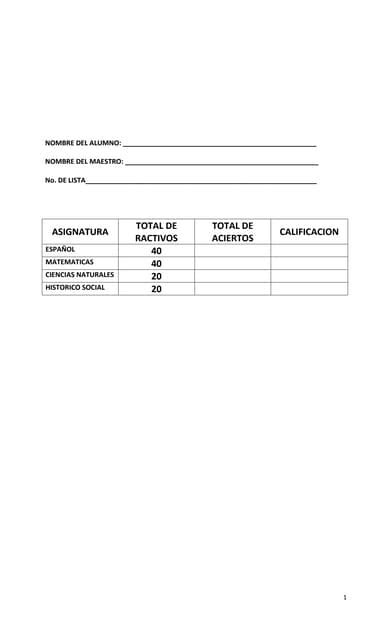 Prueba Matemática 5to Grado Primaria