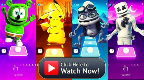 Pikachu Vs Gummy Bear Vs Crazy Frog Vs Marshmello Tiles Hop Edm Rush On