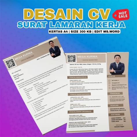 Jual Desain Curriculum Vitae Surat Lamaran Kerja Desain Cv Menarik