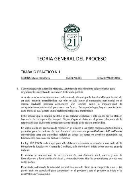 TP 1 Teoria Gral Del Proceso TEORIA GENERAL DEL PROCESO TRABAJO