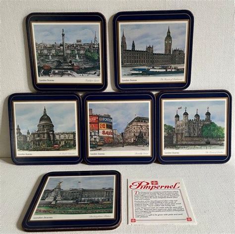 Vintage Pimpernel Coaster Set London England Scene Cork Bar Etsy In