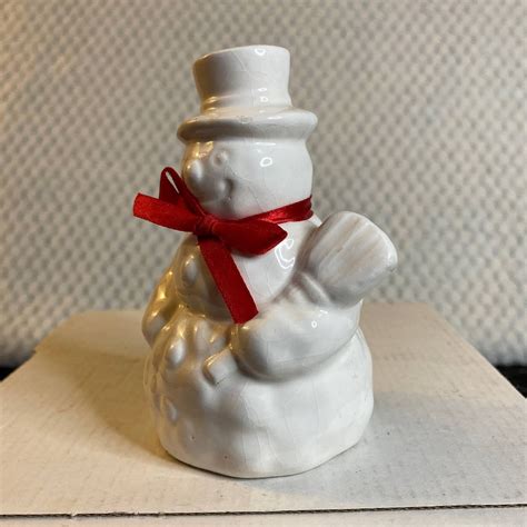 Ceramic Snowman Figurine Holiday Collection Vintage Has Etsy