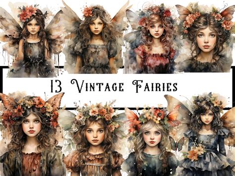 Watercolour Vintage Fairies Clipart Vintage Fairy Png - Etsy