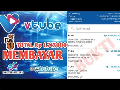 VTUBE Cara WD Dan Total WD Rp 1 747 000 Dan YouTube