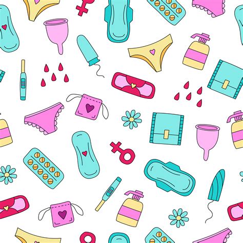 Seamless Pattern Illustration With Feminine Hygiene Products Tampons Pads 4532238 Vector Art