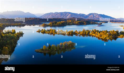 Lake Staffelsee With Gradeninsel Buchau And Wörth Islands Drone Shot