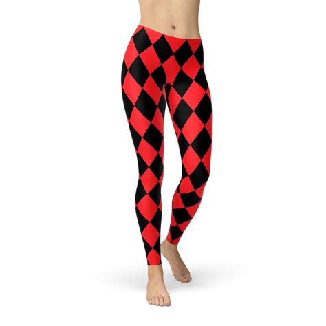 Jester Leggings For Women Inspired Harley Quinn Leggings Red And