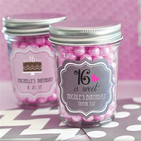 Sweet 16 Party Favors Personalized Mini Mason By Sweetpartygoodies