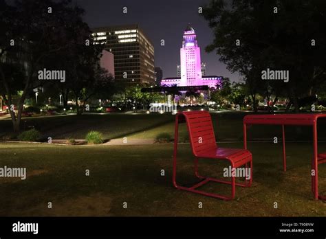 View Of Grand Park And Civic Center Of Los Angeles California Stock