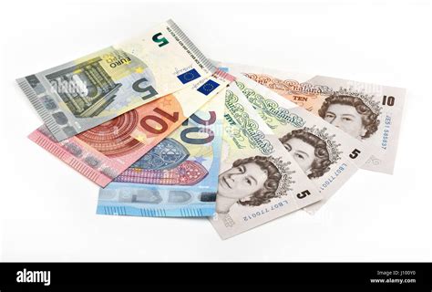 Fan with euro and pound sterling Stock Photo - Alamy