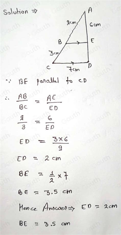 Solved 2BE Is Parallel To CD AB 9 Cm BC 3 Cm CD 7 Cm A Calculate