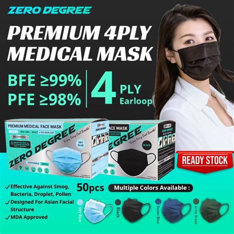 Zero Degree Premium 4ply Medical Mask Face Mask 50s 4ply 4 Layer