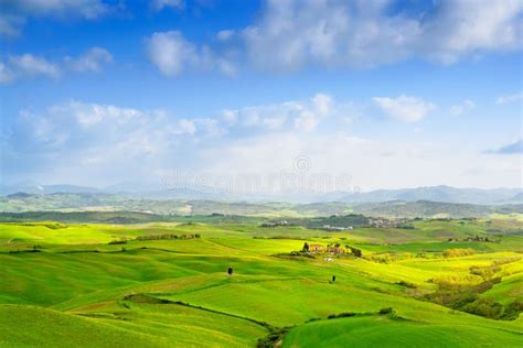 Tuscany Rural Sunset Landscape Countryside Farm White Road And